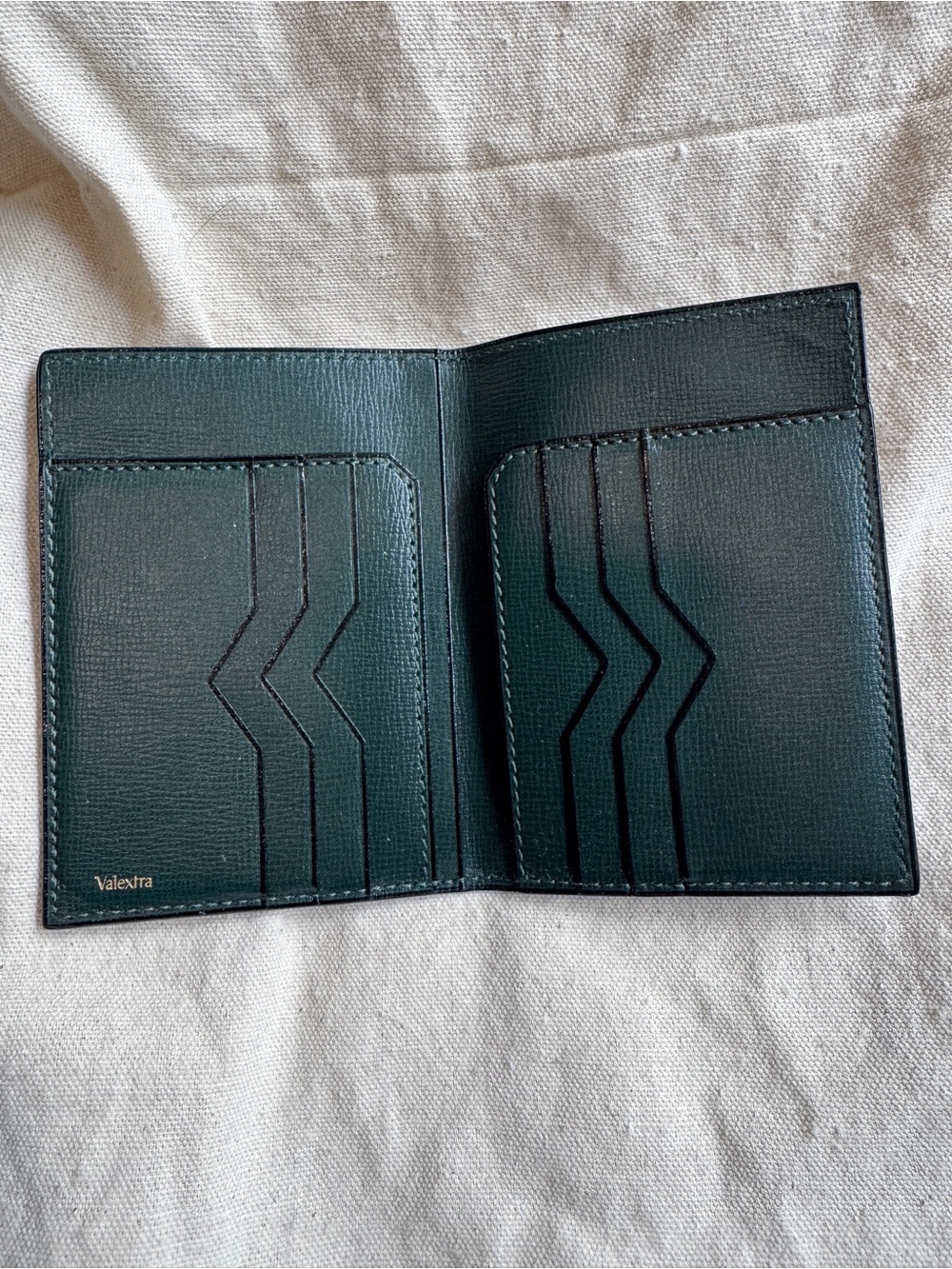 Valextra Leather Bifold Wallet Dark Green